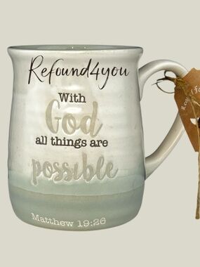 Scripture Collection -  'With God All Things Are Possible' Ceramic Mug. NWT